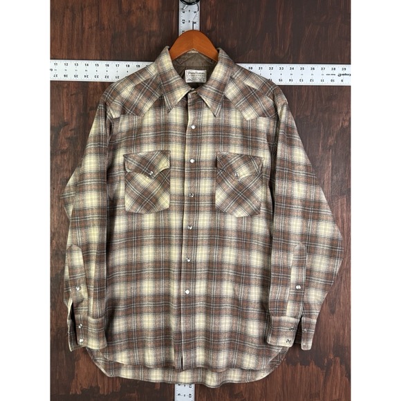 Pendleton High Grade Western Wear Virgin Wool Pearl Snap Plaid Shirt Men's Large - Picture 1 of 10